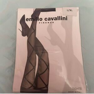 NWOT Emilio Cavallini Black Diamond Patterned Tights in 30 Denier